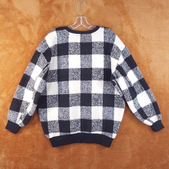JOA LOS ANGELES Womens Sweater Small Black White Gingham Plaid Wool Revolve - Picture 6 of 7